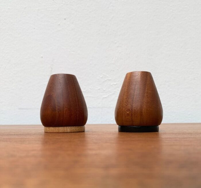 mid century danish teak pepper and salt shaker 1960s set of 2 14