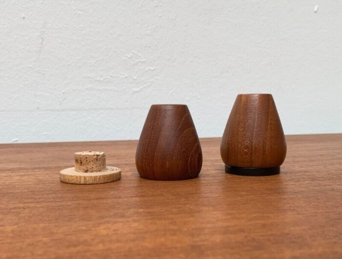 mid century danish teak pepper and salt shaker 1960s set of 2 15