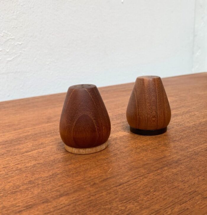 mid century danish teak pepper and salt shaker 1960s set of 2 2