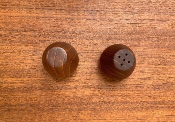 mid century danish teak pepper and salt shaker 1960s set of 2 5