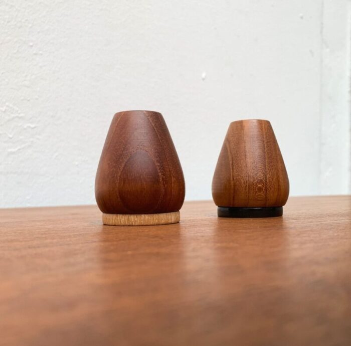 mid century danish teak pepper and salt shaker 1960s set of 2 6