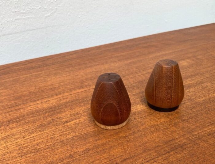 mid century danish teak pepper and salt shaker 1960s set of 2 7