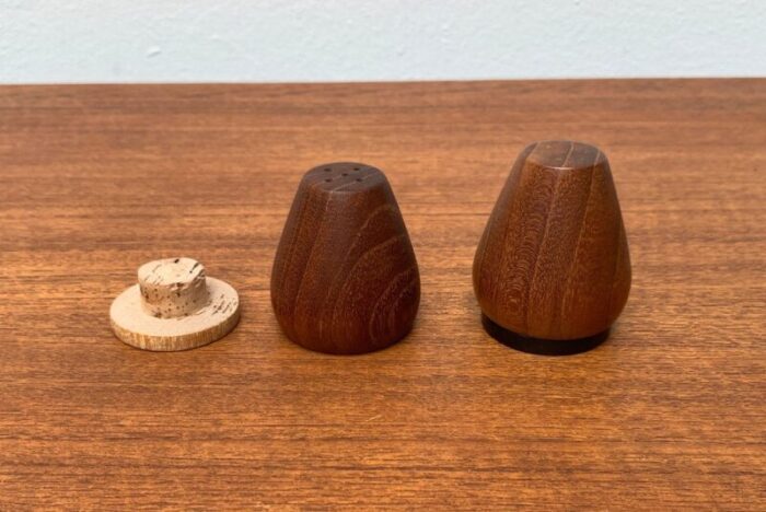 mid century danish teak pepper and salt shaker 1960s set of 2 8