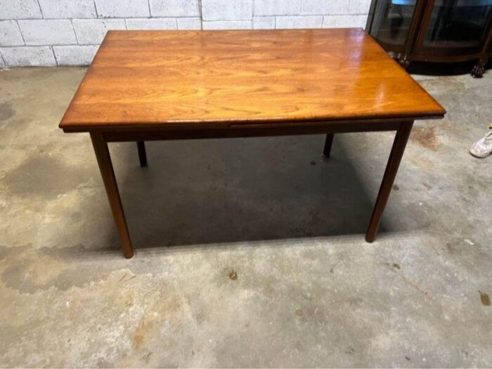 mid century danish teak pull out dining table 0659