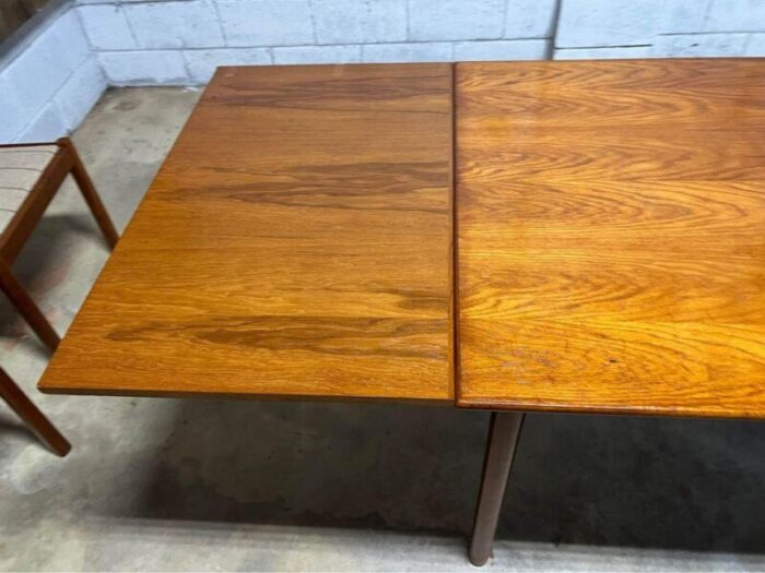 mid century danish teak pull out dining table 0899