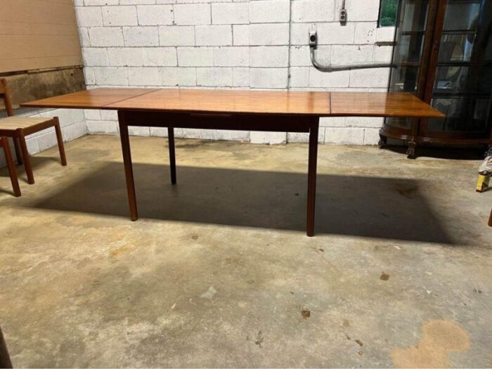 mid century danish teak pull out dining table 5419