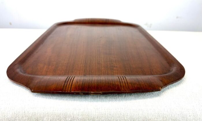 mid century deco modern haskelite molded teak serving tray 2561