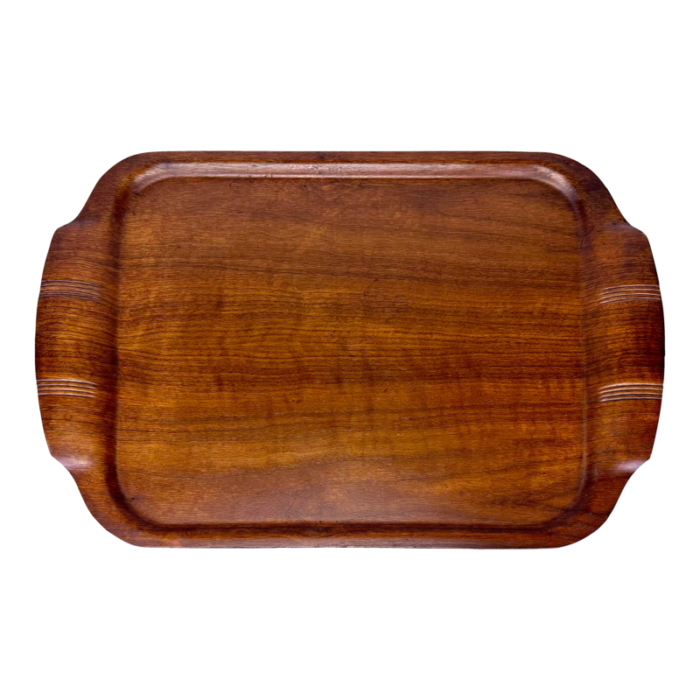 mid century deco modern haskelite molded teak serving tray 4956