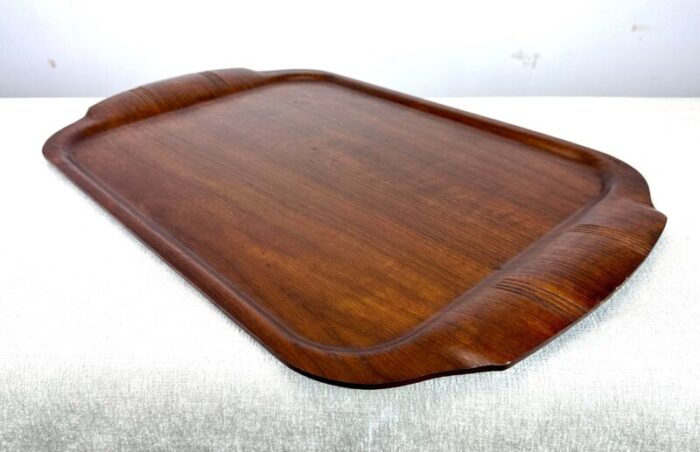 mid century deco modern haskelite molded teak serving tray 6158