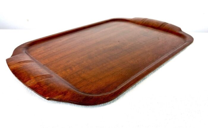 mid century deco modern haskelite molded teak serving tray 7996