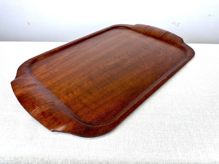 mid century deco modern haskelite molded teak serving tray 9744