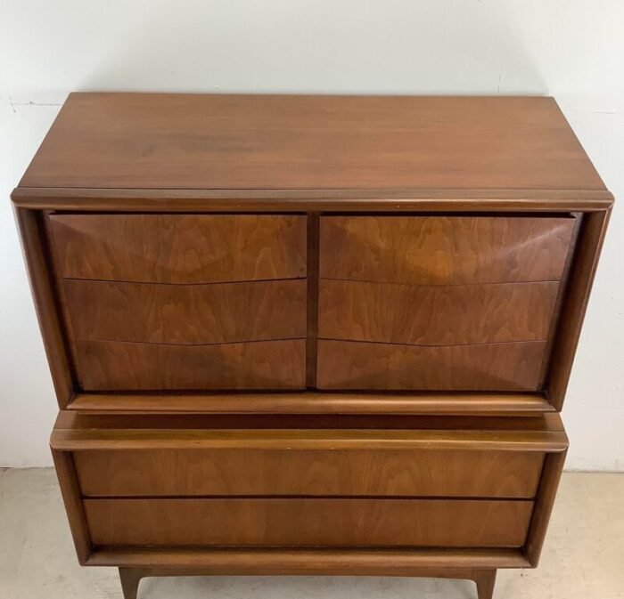 mid century diamond front highboy dresser by united furniture 4321