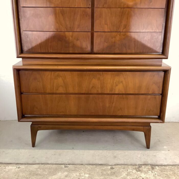 mid century diamond front highboy dresser by united furniture 4518