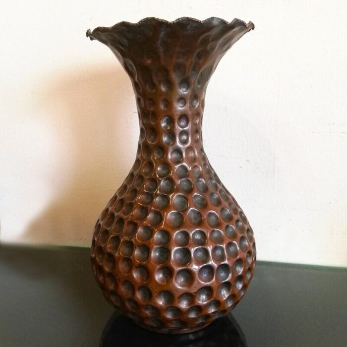 mid century embossed copper vase from callegaris udine 4