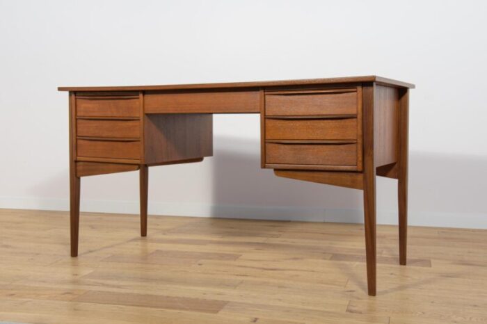 mid century freestanding teak desk denmark 1960s 0276