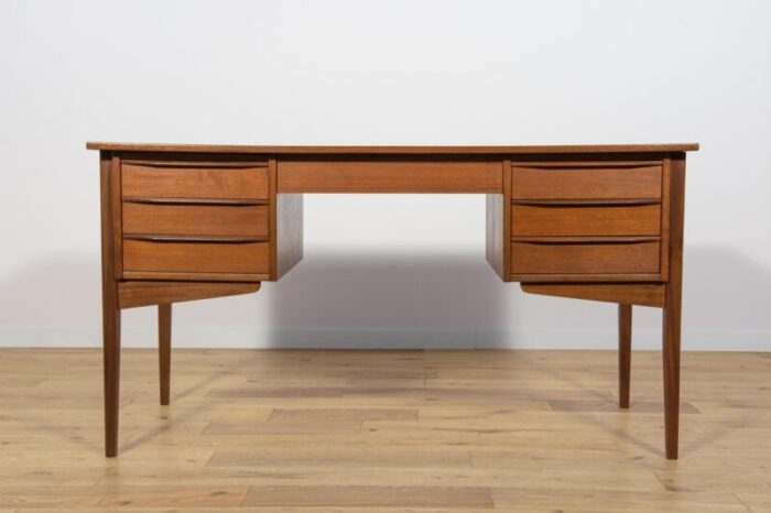 mid century freestanding teak desk denmark 1960s 0504