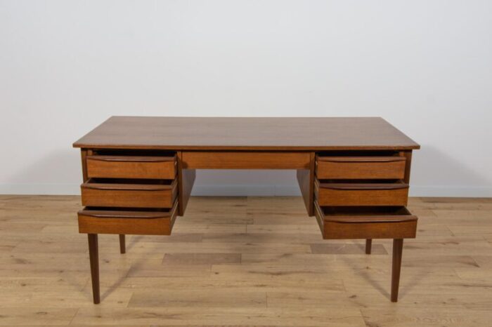 mid century freestanding teak desk denmark 1960s 9426