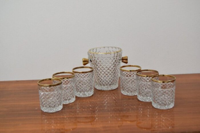 mid century glassware barware set by bohemia crystal 1960s set of 7 1