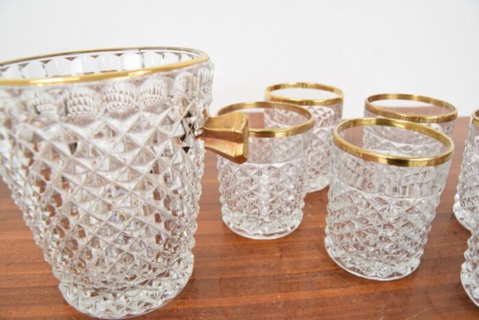 mid century glassware barware set by bohemia crystal 1960s set of 7 10