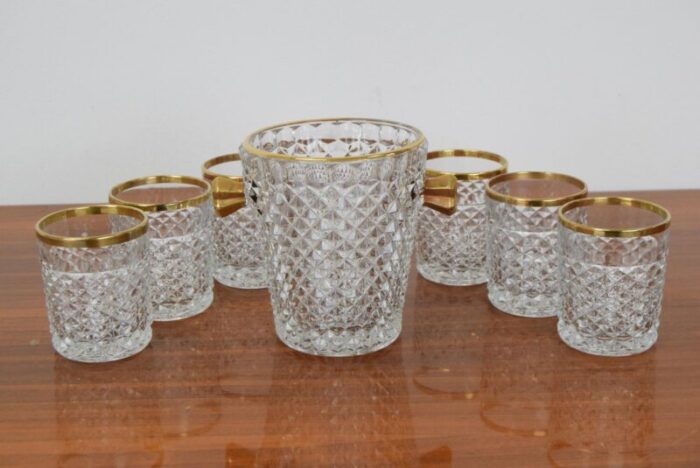 mid century glassware barware set by bohemia crystal 1960s set of 7 3