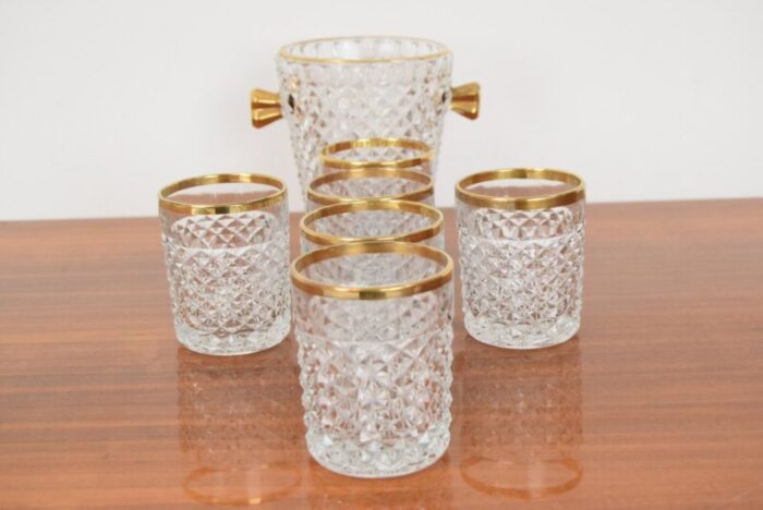 mid century glassware barware set by bohemia crystal 1960s set of 7 4