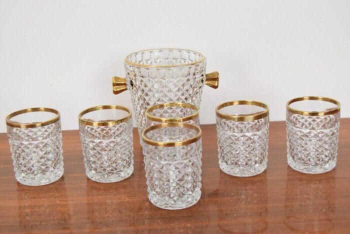 mid century glassware barware set by bohemia crystal 1960s set of 7 5