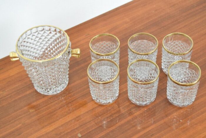 mid century glassware barware set by bohemia crystal 1960s set of 7 6