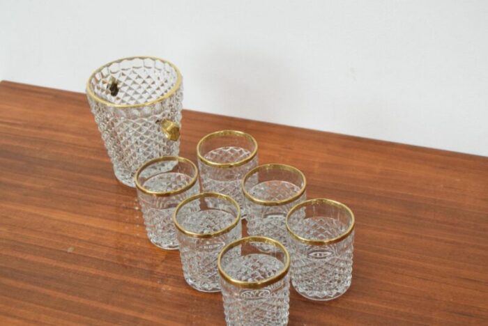 mid century glassware barware set by bohemia crystal 1960s set of 7 7