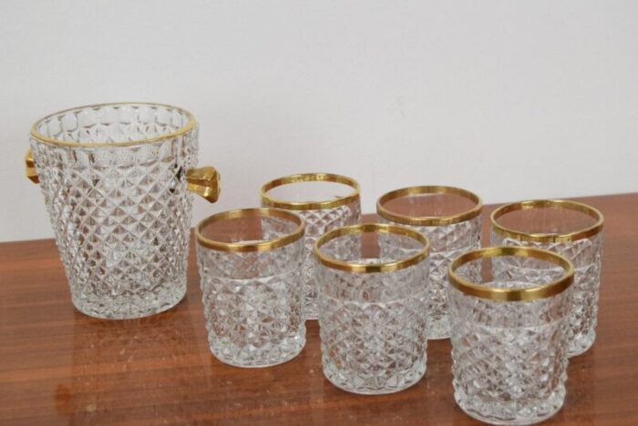 mid century glassware barware set by bohemia crystal 1960s set of 7 8