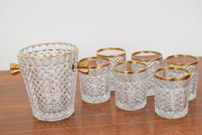 mid century glassware barware set by bohemia crystal 1960s set of 7 9