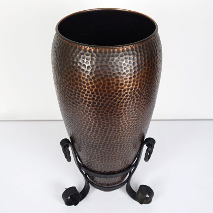 mid century hammered copper umbrella stand 4