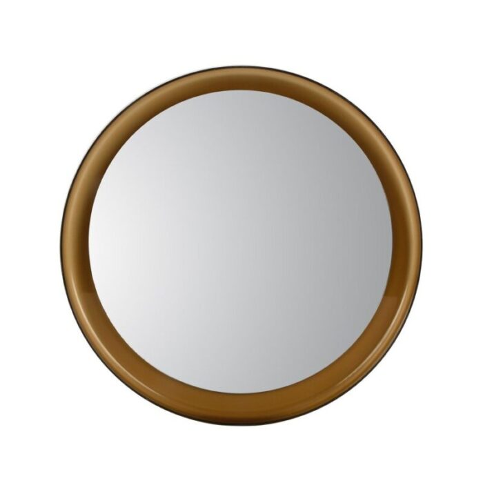 mid century italian brown smoked acrylic glass round wall mirror from guzzini 1960s 16