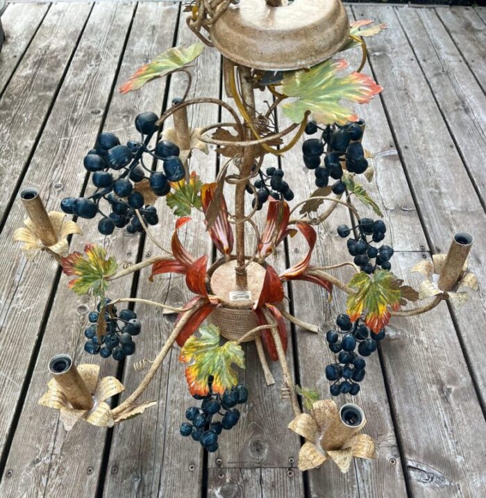 mid century italian chandelier grapes and leaves 7864