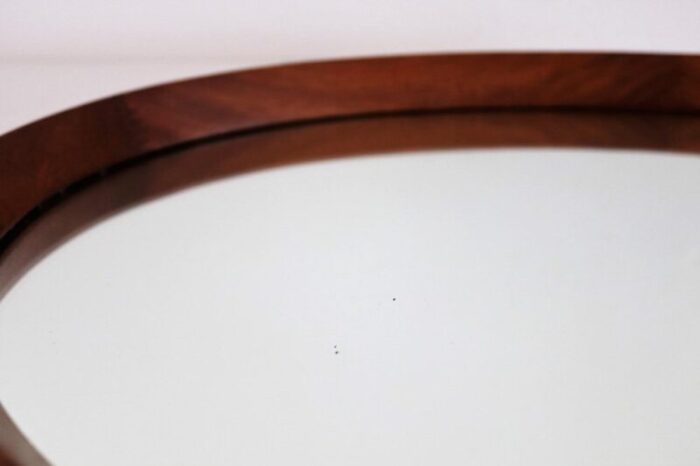 mid century italian oval teak wall mirror with cord hanging 1960s 7