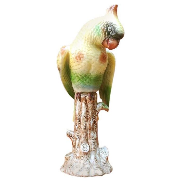 mid century italian polychrome ceramic parrot 1960s 1