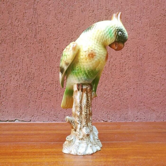 mid century italian polychrome ceramic parrot 1960s 2