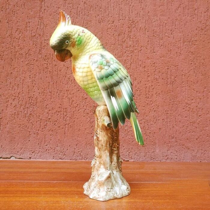 mid century italian polychrome ceramic parrot 1960s 3