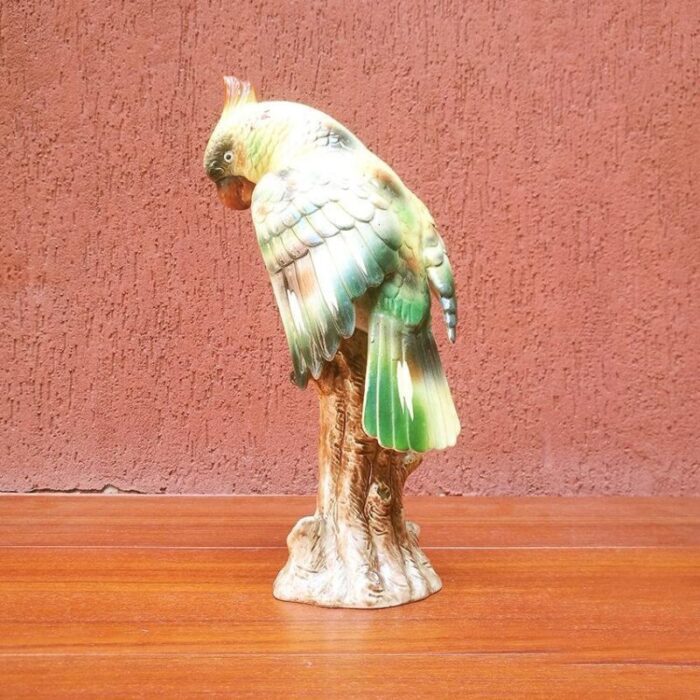 mid century italian polychrome ceramic parrot 1960s 4