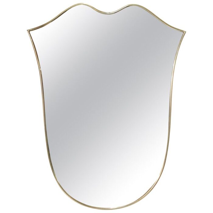 mid century italian shield shaped brass mirror by gio ponti 1961 1