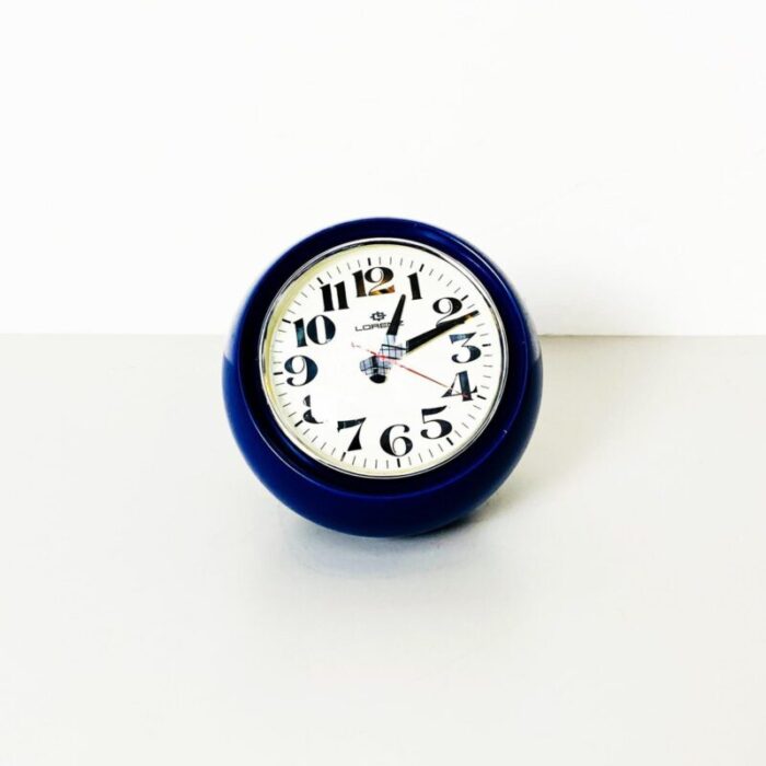 mid century italian spherical blue plastic clock boule from lorenz 1960s 1