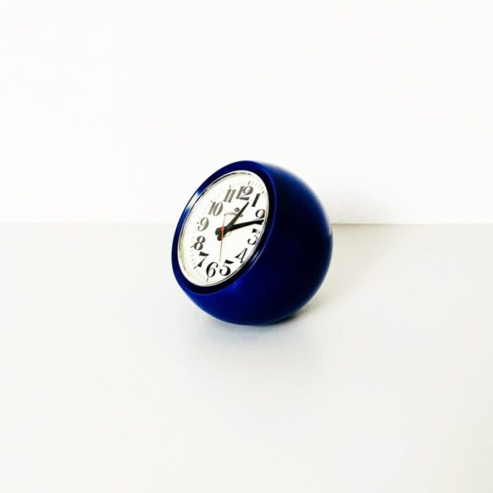 mid century italian spherical blue plastic clock boule from lorenz 1960s 3