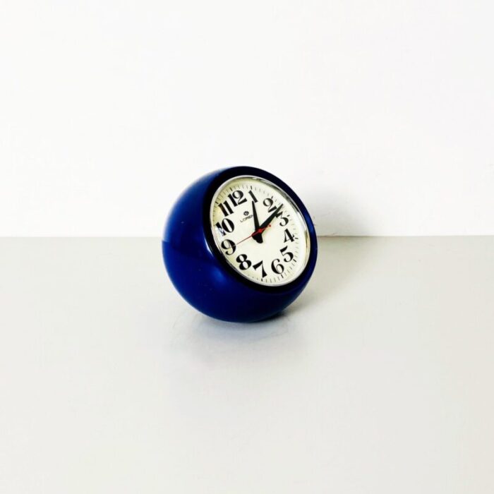 mid century italian spherical blue plastic clock boule from lorenz 1960s 6