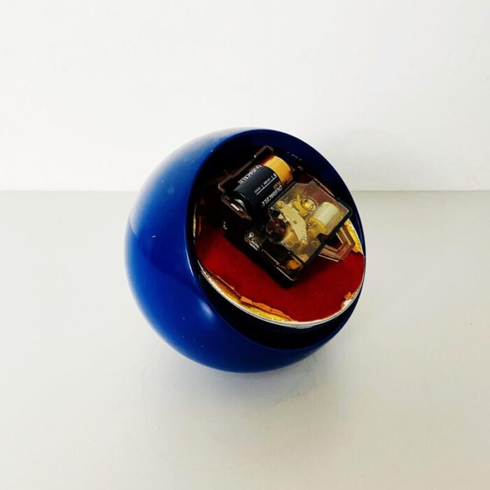 mid century italian spherical blue plastic clock boule from lorenz 1960s 7