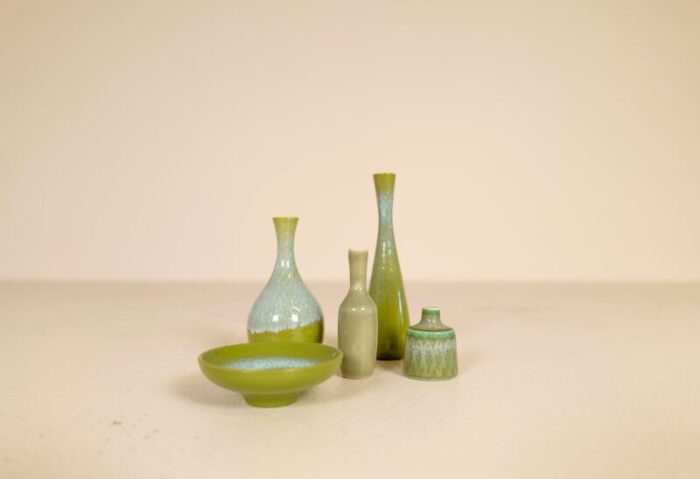 mid century miniatures ceramic vases by gunnar nylund for roerstrand sweden set of 5 2