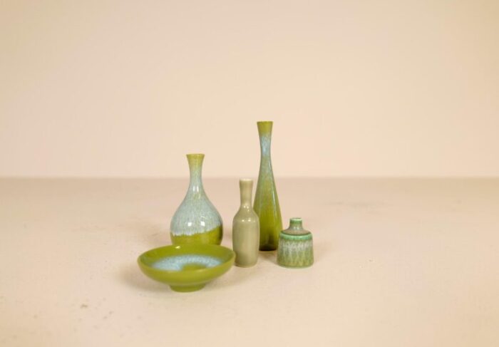 mid century miniatures ceramic vases by gunnar nylund for roerstrand sweden set of 5 3