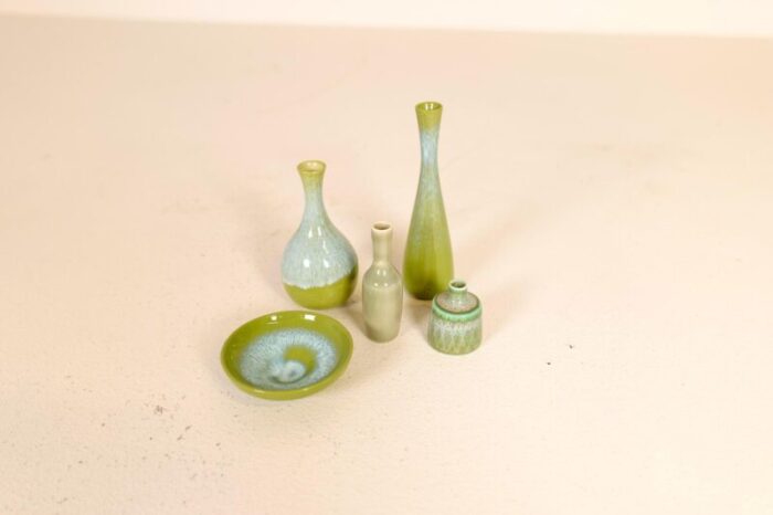 mid century miniatures ceramic vases by gunnar nylund for roerstrand sweden set of 5 4