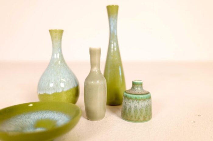 mid century miniatures ceramic vases by gunnar nylund for roerstrand sweden set of 5 5