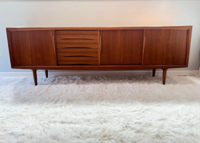 mid century modern arne wahl iversen secretary desk vanity in teak 1960s 4162