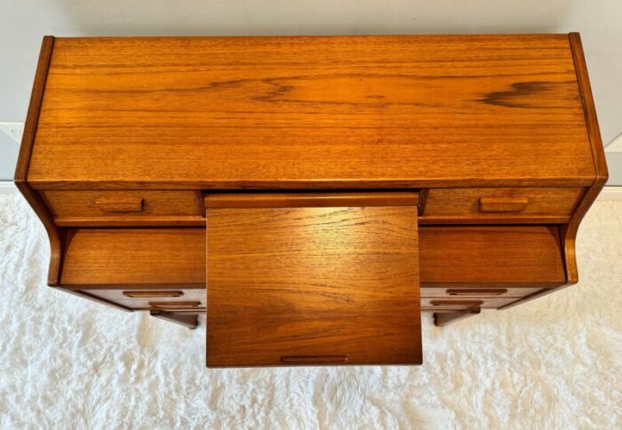 mid century modern arne wahl iversen secretary desk vanity in teak 1960s 4605