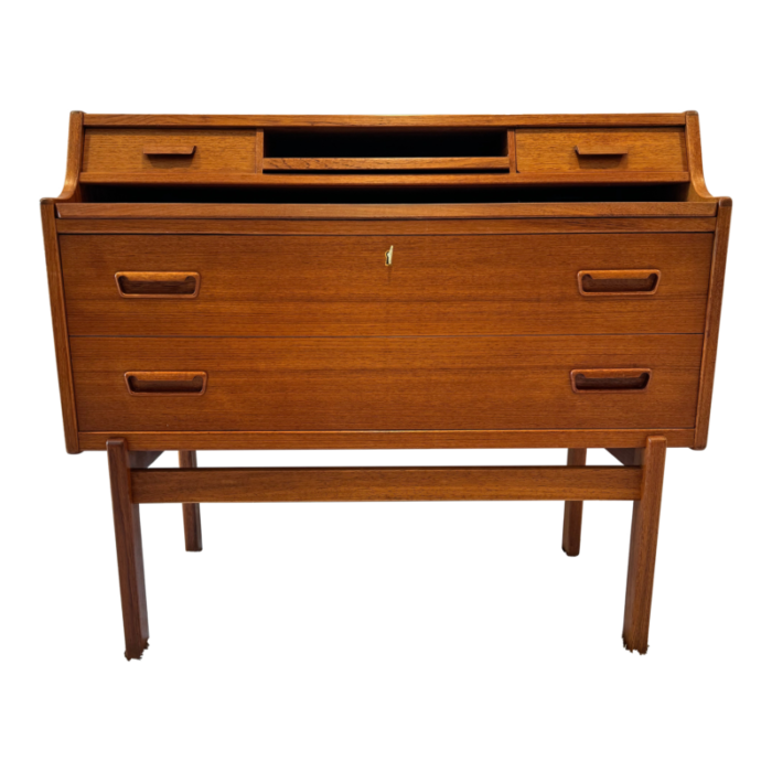 mid century modern arne wahl iversen secretary desk vanity in teak 1960s 4813